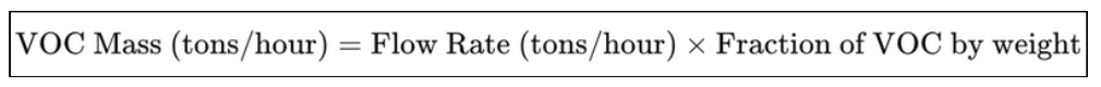 Multiply by the water flow rate in tons/hour to get the VOC emission rate in tons/hour